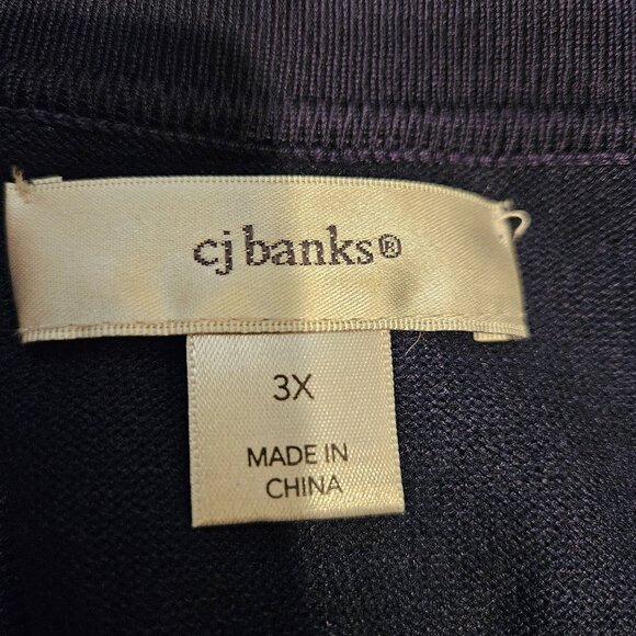 CJ Banks Womens 3x Navy Blue Open Front Cardigan Sweater With Button Cuff Detail - Picture 7 of 8